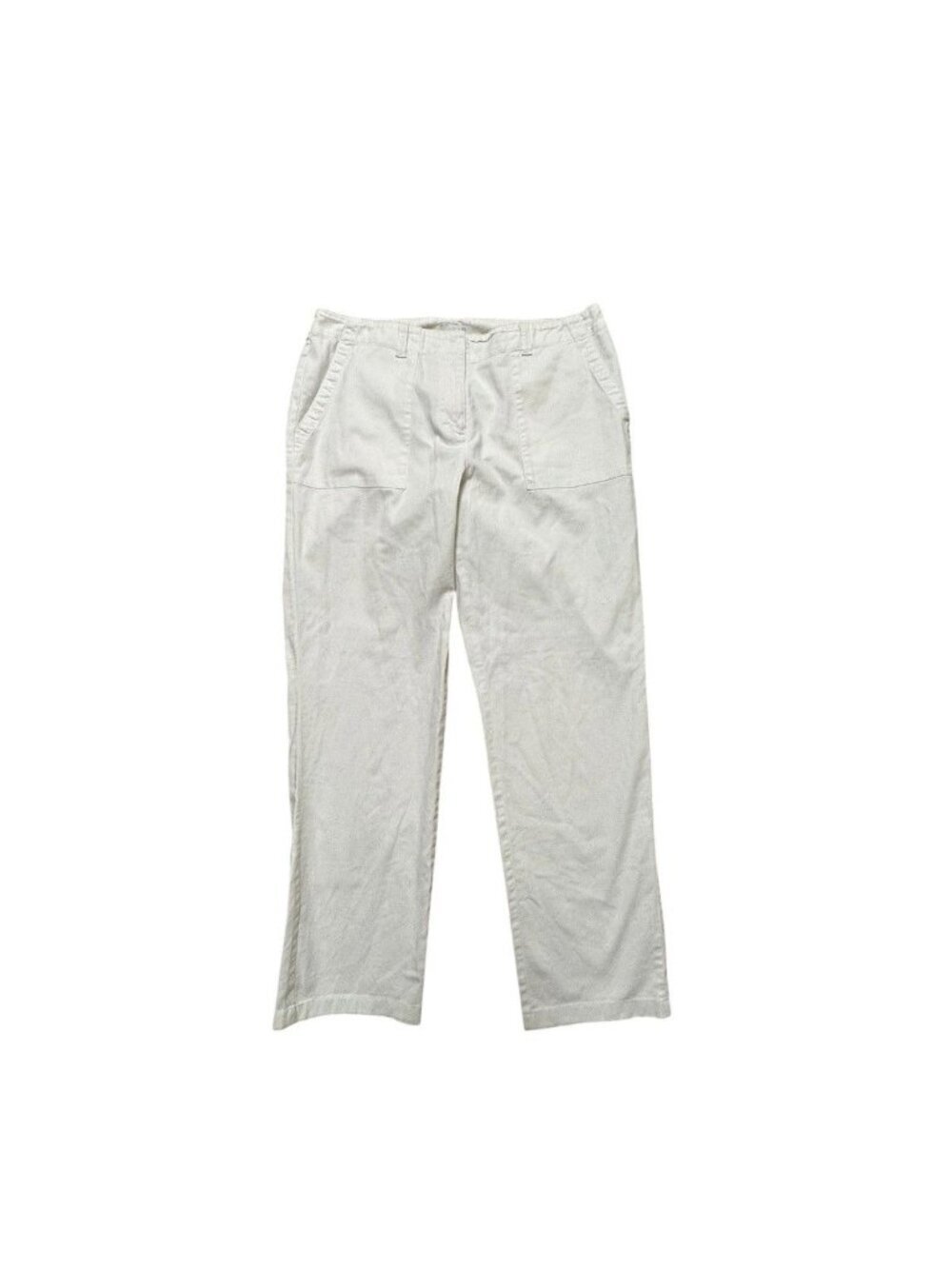 J Jill White Linen Blend Pants Womens Size 10 Straight Leg Casual